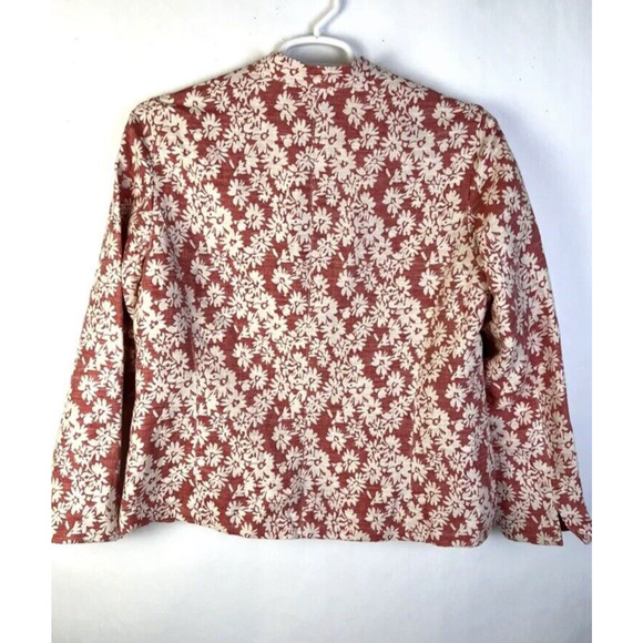 Coldwater Creek Jacket Women's Large Cotton Linen Blend Pink White Career - Picture 3 of 9